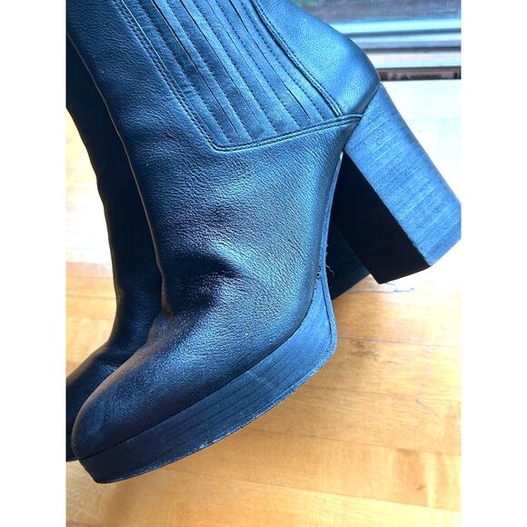 Eileen Fisher Harp Leather Platform Ankle Bootie Black Slip On Size 9 - Picture 2 of 11